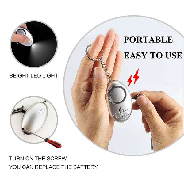 OBEST Personal Alarm Keychain FansArriche 3 PACK Safety Security Devices 140 DB with LED light,Emergency Safe Sound Personal Alarms for Women/Kids/Girls/Elderly Self Defense Protection (3 SILVER) 